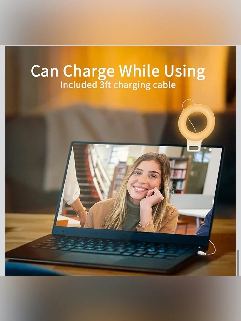 NWT Clip on Ring Light, Kimwood Rechargeable 60 LED Selfie Ring Light